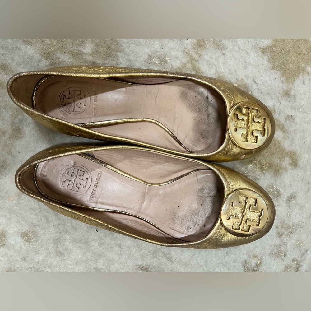 Gold Tory Burch Flats